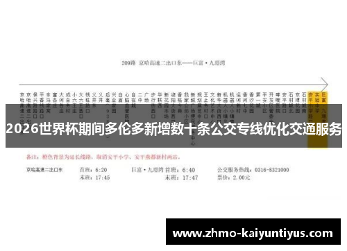 2026世界杯期间多伦多新增数十条公交专线优化交通服务